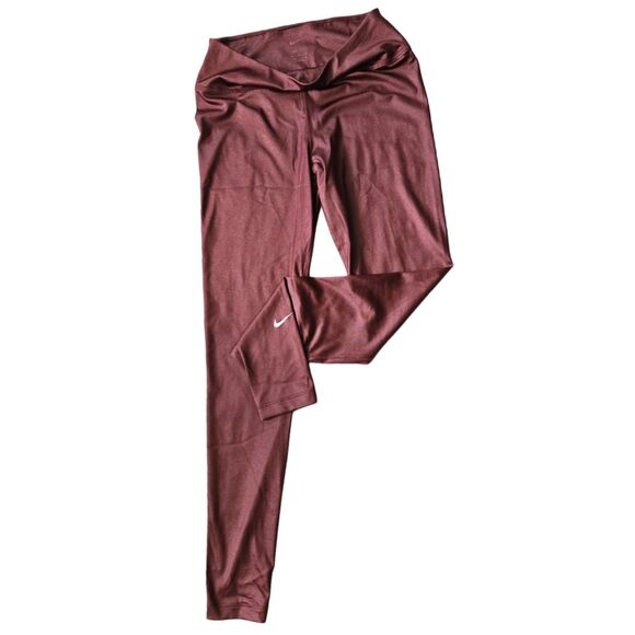 Nike Metallic Leggings Womens Size M Burgundy Dri-FIT Athletic Tights - Picture 1 of 5